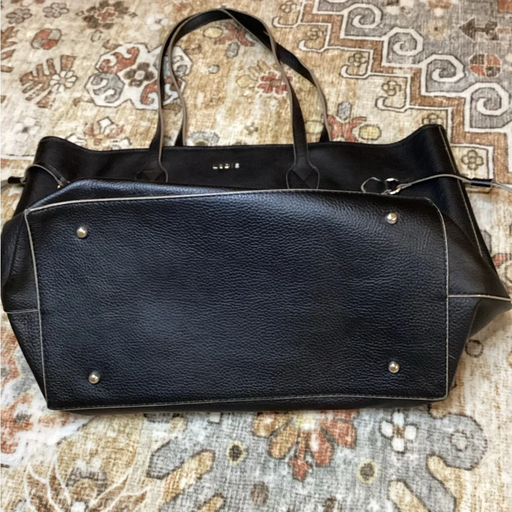 Lodis Pebbled Leather Large Casual Tote Bag Black